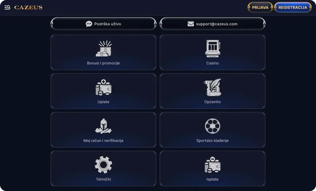 cazeus casino česta pitanja