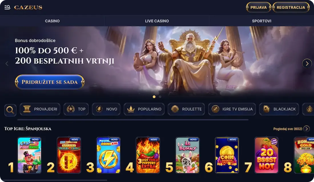 cazeus casino stranica