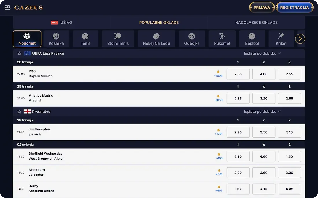 cazeus casino sport